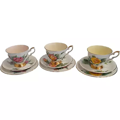 Buy Paragon Fine Bone China Six World Famous Roses 3  X Different Trios • 14.99£