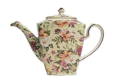 Buy Arthur Wood England Vtg Chintz Floral Fine China 4 Cup Teapot Gold Color Trim • 66.25£