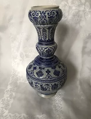 Buy Late 1870s German Salt Glazed Pottery Double Gourd Style Vase 13 And Half “ High • 0.99£