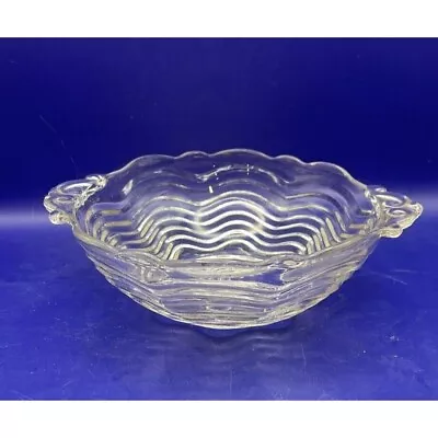 Buy Duncan Miller Clear Glass Candy Dish Trinket Bowl Two Handle Caribbean Pattern • 16.33£