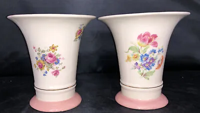 Buy Vintage E&R American Art Ware Porcelain Vase Floral Bouquet Lot Of 2 • 28.94£