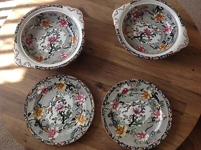 Buy Vintage Set Of 2 Plates & 2 Bowls S Hancock & Sons Coronaware Old Chinese Design • 40£