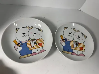 Buy Vintage Schumman Germany Children's Ceramic Plates PLAYTIME TEDDY BEARS • 9.42£
