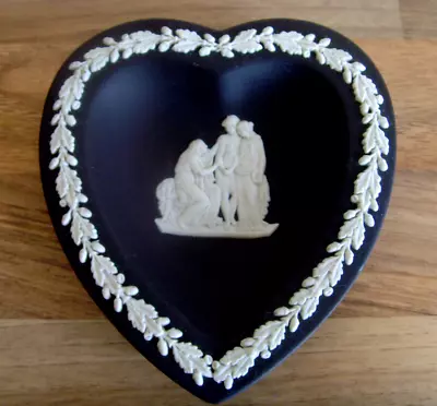 Buy Wedgwood Black Jasperware Heart Shaped Pin Tray Trinket Dish • 11.99£