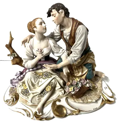 Buy Elaborate Capodimonte Italian Porcelain Statue Figurine Lovers 11  • 245.33£