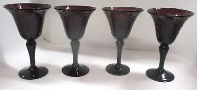 Buy 4 Vintage Purple Amethyst Glass Goblets 6.75  Tall • 18.87£