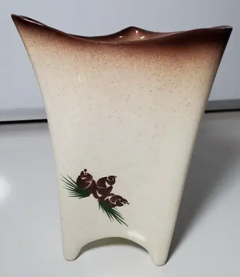 Buy Vtg Rocky Mountain Pottery Pinecone Abstract Vase - Hand Painted Brown & Tan • 31.64£