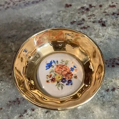 Buy Vintage PRINKNASH POTTERY  Small Trinket Pin Dish With Bright Gold 3.2” Wide • 12£