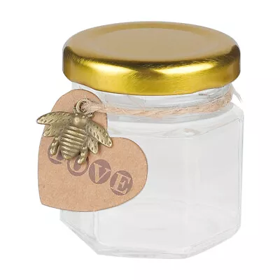 Buy 20x Mini Small Glass Jam Jars Hexagonal Gold Airtight Honey Jam Preserving Pots • 11.94£