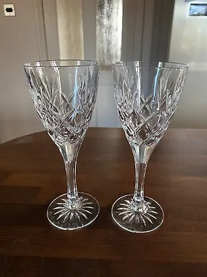 Buy Pair Of Royal Doulton Crystal Wine Glasses Canterbury Cut 7 5/8 In Tall • 12£