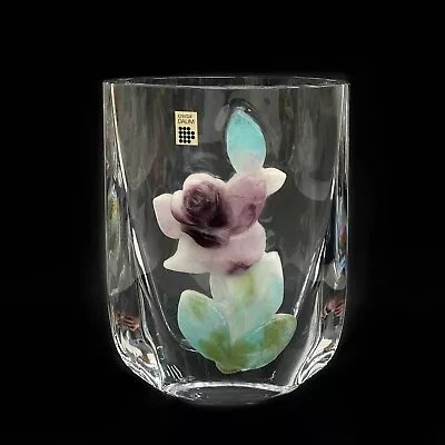 Buy Daum France Pate De Verre Rose Clear Art Glass Vase Circa 1980 • 462.46£