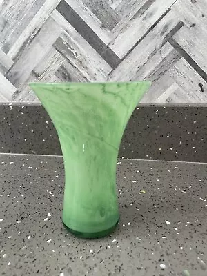 Buy Vintage Art Deco Green Marbled Glass Vase  • 4£