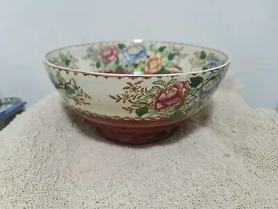 Buy Maling Footed Bowl -burgundy  Peony Rose  Pattern Number 6873.   1940's • 25£