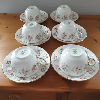 Buy Minton Spring Bouquet Bone China Floral Cups & Saucers X 6 Quality VGC • 34.99£