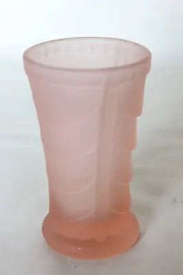 Buy Art Deco Frosted Pink Glass 'Pontefract' Posy Vase By Bagley • 8.99£