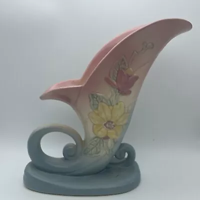 Buy Hull Art Pottery USA 19-8 1/2 'Magnolia' Cornucopia Vase Pastel Ch3 Small Flaw • 28.89£