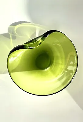 Buy Vintage Danish Per Lütken Holmegaard Art Glass Dish Green Curl Signed & Numbered • 125£
