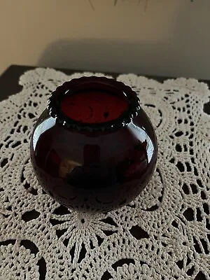 Buy Vintage Anchor Hocking Royal Ruby Red Glass Ball Vase With Scalloped Rim 4  • 11.56£