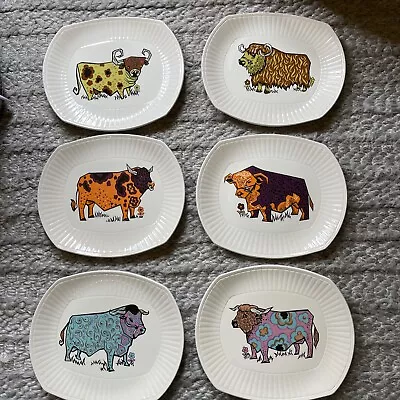 Buy BEEFEATER English Ironstone Pottery Steak & Grill Cow Plates Set 28x24cm • 80£
