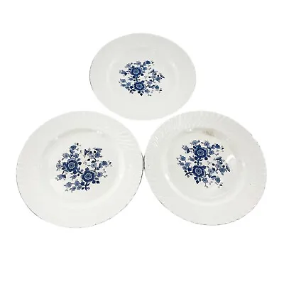 Buy 3x Wedgwood Royal Blue Ironstone Dinner Plates Wedgwood England Flaws Crazing 10 • 11.79£