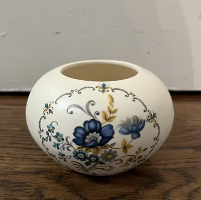 Buy Vintage Purbeck Swanage Ceramics-England Blue Floral Flowers Trinket Vase Bowl • 21.10£