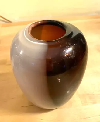 Buy Vintage Hand Blown Studio Art Glass Vase Amethyst Purple White Swirl 5 Inches • 9.44£
