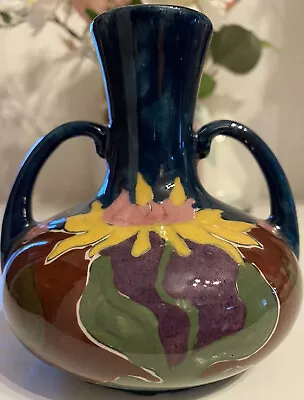 Buy Antique Art Nouveau Old Meravian Pottery Double Handle Vase Made In Austria 11cm • 29.99£