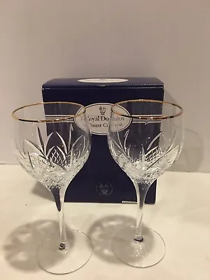 Buy Royal Doulton Crystal ASCOT GOLD Water Glasses  New In Box -Set Of 2 - 7 3/4” • 45.42£