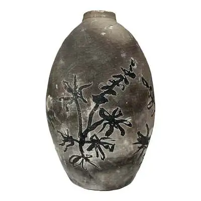 Buy Vintage Pit Fired Floral Ceramic Vessel • 80.16£