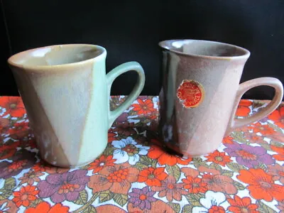 Buy Scarce Pair Fosters Studio Pottery Dipped Mugs Mid-Century - One With Label Rare • 18£