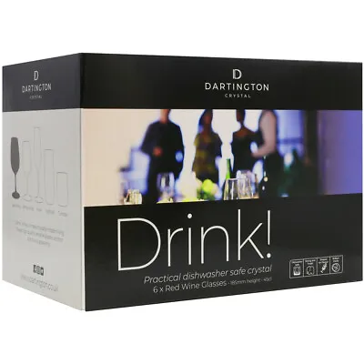Buy Dartington Crystal RED Wine Glasses Drink! 450ml SET Of 6 Dishwasher Safe • 34.10£