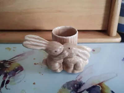 Buy Vintage SylvaC Ware 1590 Beige Kissing Rabbits Candle/ Match /Toothpick Holder • 18£
