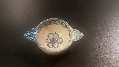 Buy Vintage Henriot QUIMPER FRENCH FAIENCE POTTERY Handled Miniature Bowl Salt • 21.21£