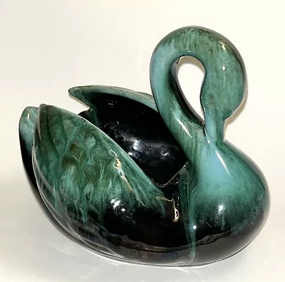 Buy Vintage Retro  Blue Mountain Pottery Canada Green Swan Figurine Vase  • 8.50£
