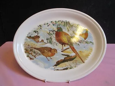 Buy Vintage Retro Barratts Staffordshire Pheasant  Oval Meat Plates 30cm X 24cm • 1.50£