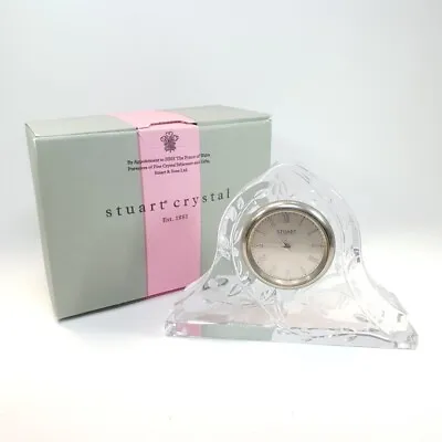 Buy Stuart Crystal Cascade Mantel Clock Floral Cut Glass Quartz Movement Japan Boxed • 40£