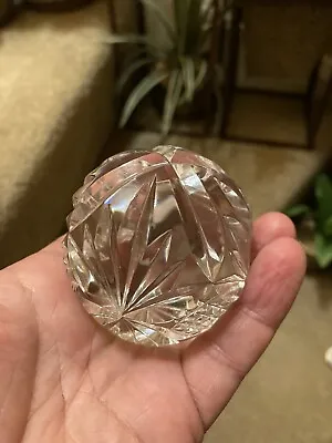 Buy Vintage Paperweight- Small Heavy Cut Glass Paper Weight Sphere Unique Beautiful • 4.99£