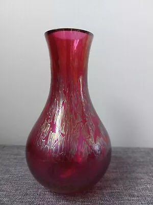 Buy Royal Brierley Studio Art Glass Red Iridescent Bud Vase 17cm ExCon • 24.95£