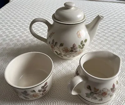 Buy Vintage Marks & Spencer Autumn Leaves Stoneware Teapot Sugar Bowl Milk Jug Good • 9.99£