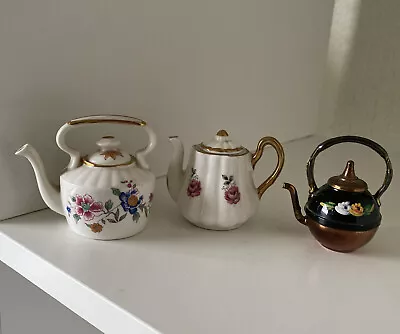 Buy 3 X Miniature Teapots Sandford Bone China Hammersley Iron • 11.99£