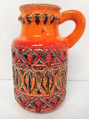 Buy Vintage Bay West Germany Jug Vase Orange Red 25x16x15cm D68 • 16£