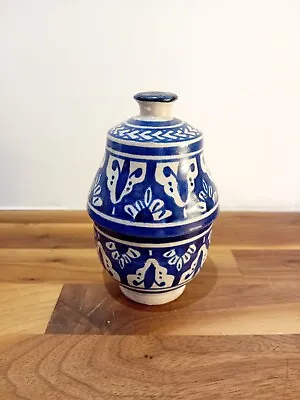Buy Antique Vintage Moroccan Hand Painted Jobbana Pottery Butter Pot Jar Signed 13cm • 45£