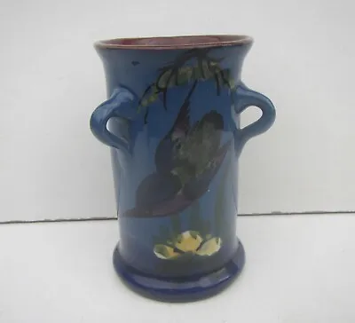 Buy Longpark, Torquay Ware Pottery Hand Painted Kingfisher Vase • 7.99£