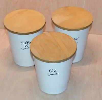 Buy Cloverleaf Tea Coffee Sugar Storage Jars Set White TG Green Pottery • 16.80£