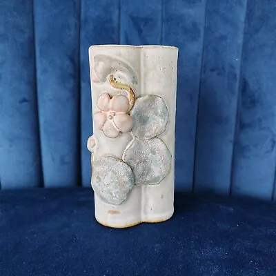 Buy Studio Pottery Hand Made Flower Vase AC Stamped 3D Embossed • 14.99£