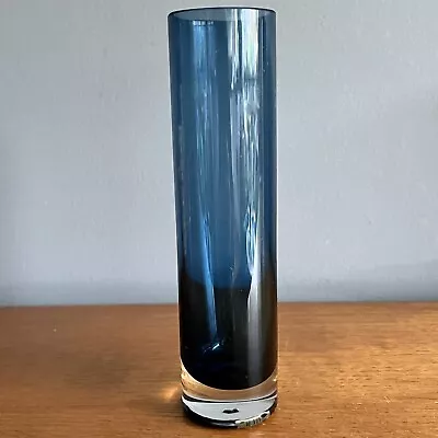 Buy Vintage Blue Glass Cylinder Vase Whitefriars? 6197 18cm Tall • 10£