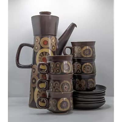 Buy Denby Arabesque Coffee Set, Pot, Cups, Saucers, Vintage 1970s, Ceramic Pottery • 44£