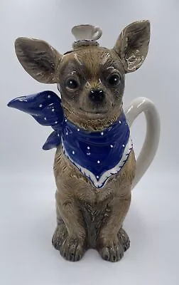 Buy Blue Sky Clayworks Ceramic Chihuahua Tea Pot Tea With Diddy 10” Tall Mint • 46.03£