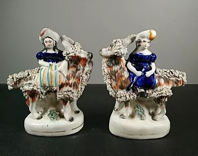 Buy Antique Staffordshire Figurines Pair English Victorian Figure 13cm Tall 1880s • 175.50£