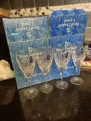 Buy Royal Doulton Crystal Wine Glasses X 4 Unused And Boxed • 29.99£